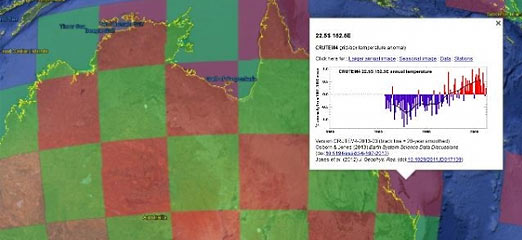 Google Earth displaying climate change data
